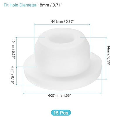 uxcell 15Pcs Silicone Hole Plug, Waterproof Round Rubber Stoppers Bottle Seal Plugs Tube Pipe End Caps for 18mm/0.71" Hole for Bathtub Bottle, White