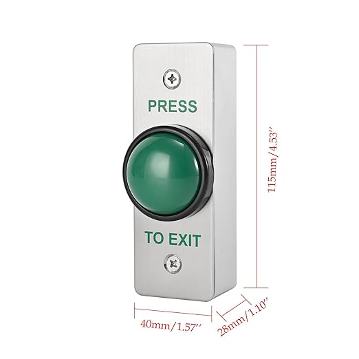 Push to Exit Button for Door Access Control Big Press Button IP68 Waterproof 304 Stainless Steel Shell with Back Mounted Box NO/COM Output