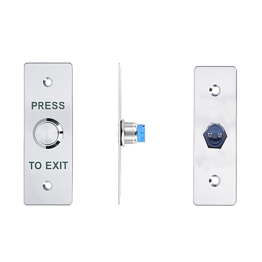 Push to Exit Button，12V DC Push to Exit Switch with LED Light, IP67 Waterproof,NC/NO/COM Outputs, Surface Mount Request-to-Exit Device for Access Control Systems (115X40-A)
