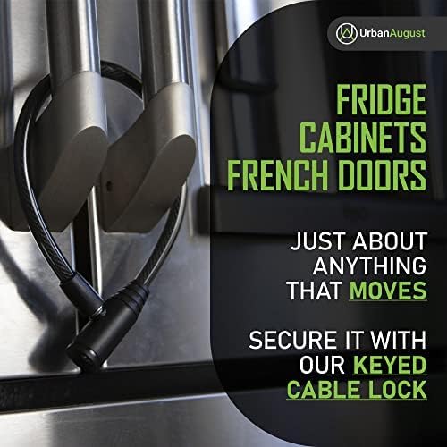 Urban August Child-Proof Refrigerator Lock for Kids & Adults - Lock for French Door Fridge and Cabinet (Regular, Black, 6 Pack Keyed Alike)