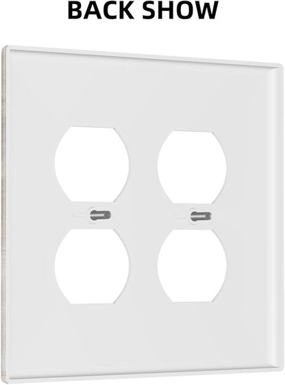 Vintage Light Wood Retro Rustic White Gray Oak Print Outlet Covers 2 Gang Double Duplex Decorative Light Switch Covers Electrical Wallplates Socket Faceplate for Farmhouse Home Decor