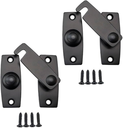 QCAA 2.5" x 2.65", Large, Heavy Forged Solid Brass Door Latch, 180 Degrees Flat Surface Mounting Door Latch Buckle for Doors & Windows, Matte Black, 2Pack, Made in Taiwan