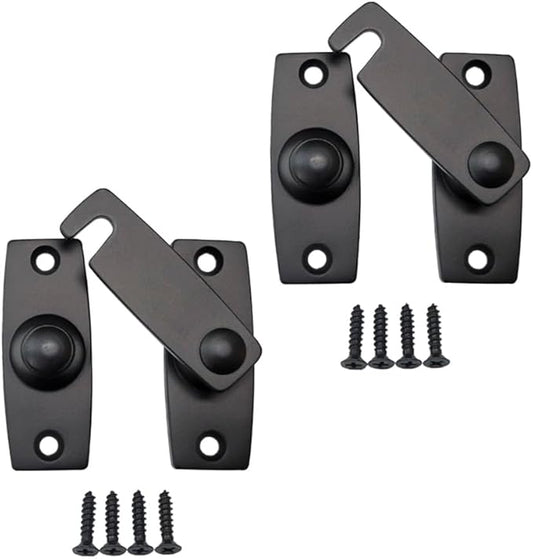 QCAA 2.5" x 2.65", Large, Heavy Forged Solid Brass Door Latch, 180 Degrees Flat Surface Mounting Door Latch Buckle for Doors & Windows, Matte Black, 2Pack, Made in Taiwan