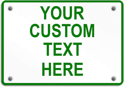Aluminum Weatherproof Metal Sign Multiple Sizes Custom Personalized Text Here White Green Directions Horizontal Street Signs 24x18Inches