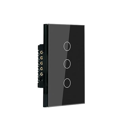 WiFi Smart Light Switch 118X72X34MM Need Neutral Wire,2.4GHz Wi-Fi Touch Switch,Work with Smart Life/Tuya App, Compatible with Alexa and Google Home, Black 3 Gang