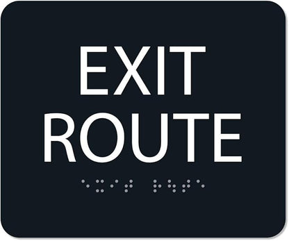 ALPHA DOG ADA SIGNS - Exit Route Sign with Braille for Your Business, 5x6 Inch, ADA Compliant, Indoor or Outdoor, Easy Installation, Made in the USA, Black