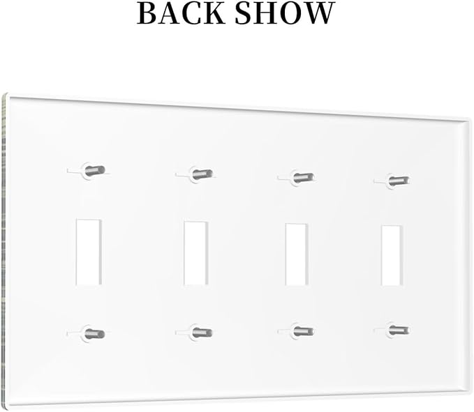 Light Switch Cover Plate Vintage Green Plant Leaves Quad Toggle Wall Plates Decorative Switch Plates 4 Gang Outlet Covers Electrical Panel Cover Faceplate for Home Decor 4.5 X 8 IN