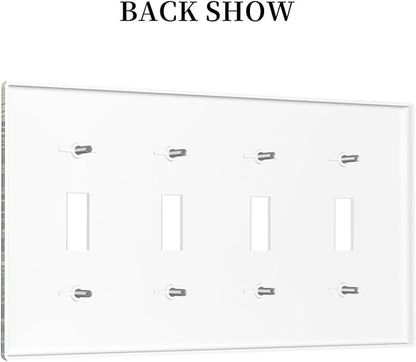 Light Switch Cover Plate Vintage Green Plant Leaves Quad Toggle Wall Plates Decorative Switch Plates 4 Gang Outlet Covers Electrical Panel Cover Faceplate for Home Decor 4.5 X 8 IN