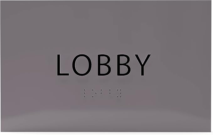 6" X4" Lobby Sign - Tactile Graphics Grade 2 Braille Text Reception Area Sign| Utility ADA Compliant Wall Mount Plastic Signs For Hospital, Offices, Businesses & Apartments