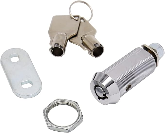 Kingsley Tubular Cam Lock (2 Pack) with 1-1/2" Cylinder, Chrome Finish, Keyed Alike, RV & Camper Cabinet Lock