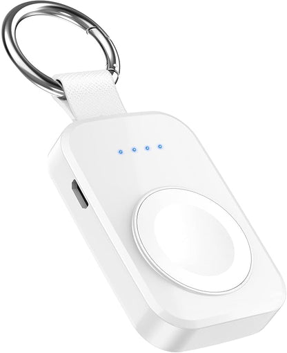 i.VALUX Portable Wireless Charger Compatible for Apple Watch Series 11/10/9/8/UItra/7/6/5/4/3/2/SE,Compact Magnetic iWatch Charger 1000mAh Power Bank Keychain Style for Mother Girl Birthday-White