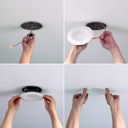 Halo LT 5 inch and 6 inch White Integrated LED Recessed Ceiling Light Retrofit Trim – 3000K – Soft White (6 Pack)