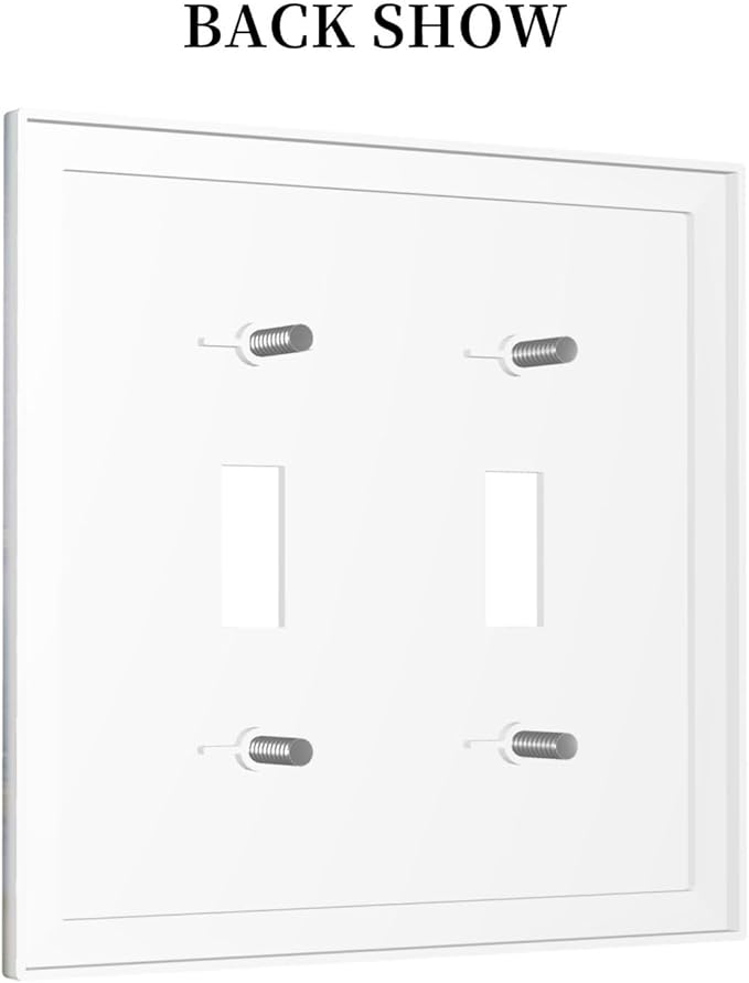 Decorative Switch Plates Colored Art Marble Golden Line 2 Gang Double Toggle Outlet Light Switch Cover Wall Plate Electrical Faceplate For Bathroom Kitchen Decor