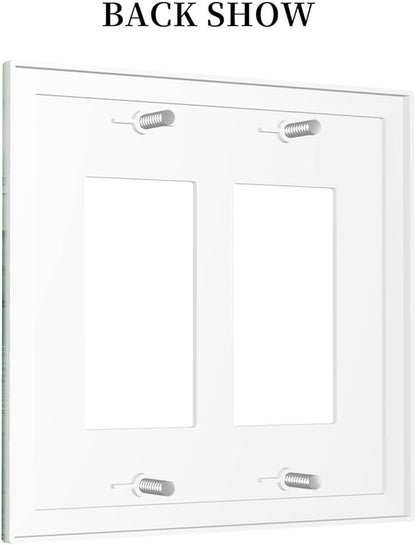 Decorative Outlet Covers Simple Green Marble 2 Gang Double GFCI Rocker Electrical Wall Panels Light Switch Cover Plate for living Room Office Decor