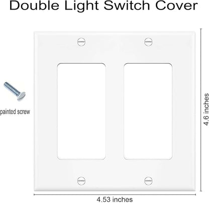 Decorator Wall Plates 2-Gang Switch Outlet Electrical Cover Plate Unbreakable Thermoplastic Faceplate for Light Receptacle Outlet Switch, White (4 Pack)