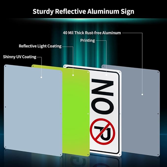 2 Pack No Parking Sign, 14"x 10" .040 Rust Free Aluminum – Reflective, UV Protected and Weatherproof