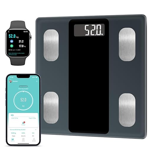 Smart Scale for Body Weight, Digital Bathroom Scale for Weight Fat BMI Muscle Mass Body Composition Analyzer, Larger Platform, Bluetooth Highly Accurate Weighing Machine 400lb (Black 263)
