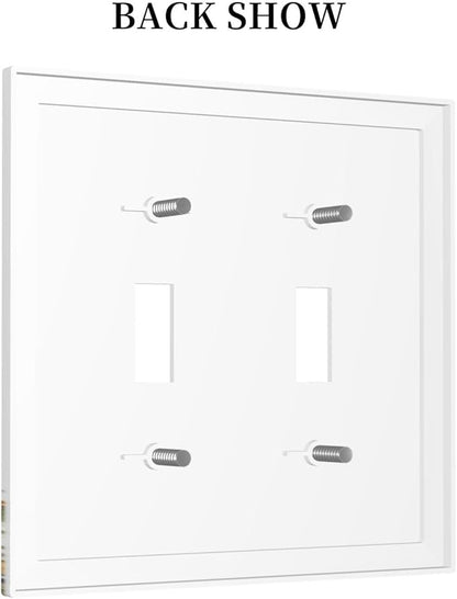 Decorative Switch Plate Covers White Background Colorful Flowers Plants Green Leaves 2 Gang Double Toggle Light Switch Cover Plate Electrical Wall Plate Outlet Cover for Bedroom Home Decor