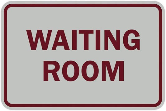 Signs ByLITA Classic Framed Waiting Room (Light Grey/Burgundy) - Small