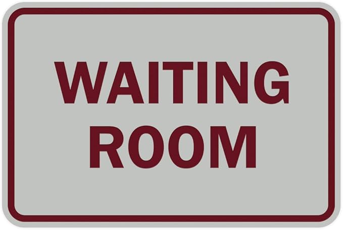 Signs ByLITA Classic Framed Waiting Room (Light Grey/Burgundy) - Medium