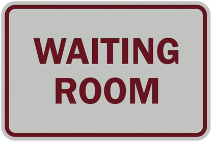 Signs ByLITA Classic Framed Waiting Room (Light Grey/Burgundy) - Large 2 Pack