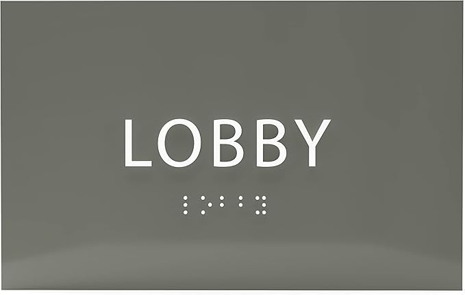 6" X4" Lobby Sign - Tactile Graphics Grade 2 Braille Text Reception Area Sign| Utility ADA Compliant Wall Mount Plastic Signs For Hospital, Offices, Businesses & Apartments