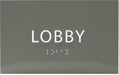 6" X4" Lobby Sign - Tactile Graphics Grade 2 Braille Text Reception Area Sign| Utility ADA Compliant Wall Mount Plastic Signs For Hospital, Offices, Businesses & Apartments