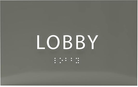 6" X4" Lobby Sign - Tactile Graphics Grade 2 Braille Text Reception Area Sign| Utility ADA Compliant Wall Mount Plastic Signs For Hospital, Offices, Businesses & Apartments