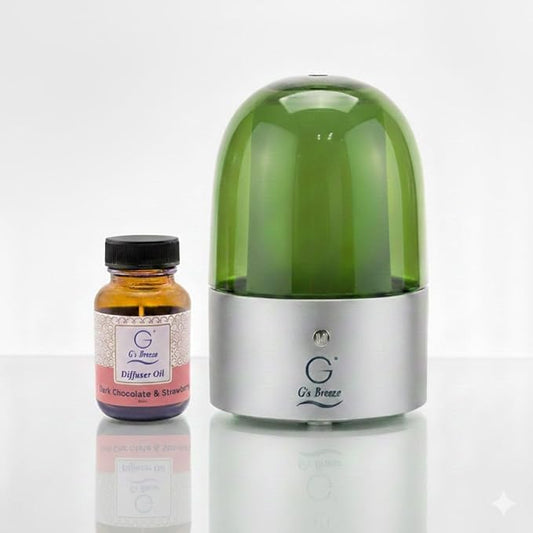 G’s Breeze Smart Diffuser with Refill – Bluetooth & Wi-Fi App Control, Gradient LED Lighting, Adjustable Scent Intensity, 24 Hour, Aromatherapy Diffuser for Home & Office - Dark Chocolate & Strawberry