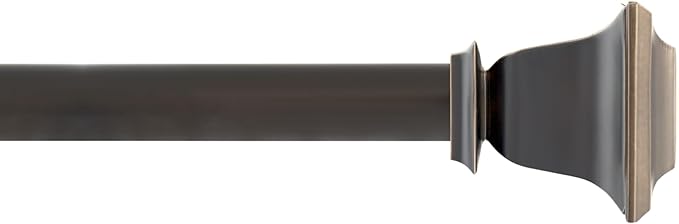 Deco Window Adjustable Curtain Rod for Windows 44 to 120 Inch (Pack of 1) Extendable Heavy Duty 1 Inch Iron Drapery Pole with Finials Wall Mounted French Door Curtain Rods (Bronze)