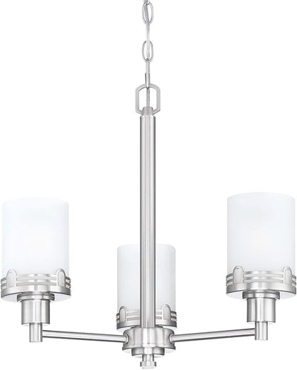 Doraimi Lighting 3 Light Fashion Kitchen Island Frosted Glass Shade+Hollow Metal Shade Chandelier Light Fixture,Brushed Nickel Finish Dining Room Living Room Corridor Bedroom
