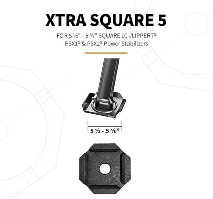 SnapPad Xtra RV Leveling Pads - Permanent Jack Stabilizers for RVs - 5" Square Leveling Jack Pads for LCI Leveling System - Heavy Duty Replacement for Blocks - Made in The USA (Square 5 4-Pack)