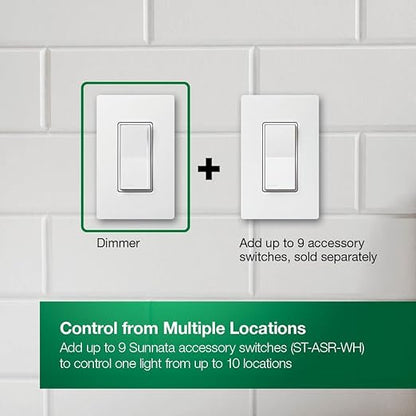 Lutron Sunnata Touch Dimmer Light Switch, LED+ Advanced Technology for LED and Incandescent, 3 Way/Multi Location, STCL-153M-IV, Ivory