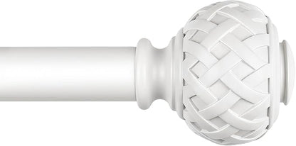 TONIAL White Curtain Rod 32 to 58 Inches, 7/8 Adjustable Curtain Rods for Windows 20 to 54 Inches, Splicing Drapery Rods Heavy duty with Netted Texture Finials