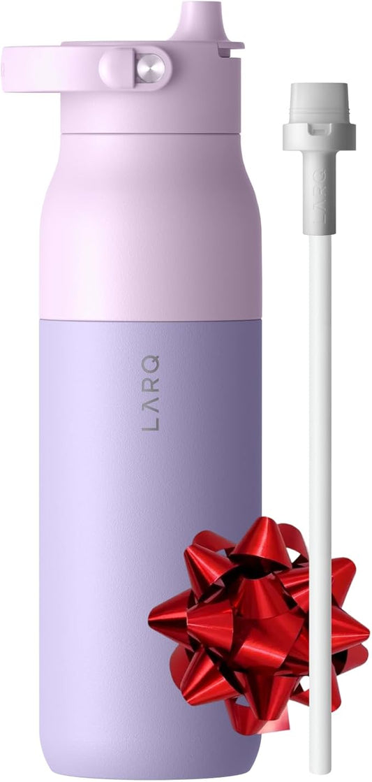LARQ Bottle Swig Top 23oz - Insulated Stainless Steel Water Bottle With Built-In Silicone Handle | BPA Free | Reusable Water Bottle for Sports, Gym, and Travel, Luberon Lavender