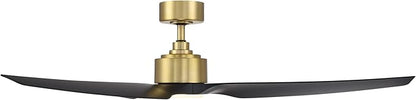 WAC Smart Fans Stella Indoor and Outdoor 3-Blade Ceiling Fan 60in Satin Brass Matte Black 3000K LED with Remote Control Compatible with Alexa and iOS or Android App