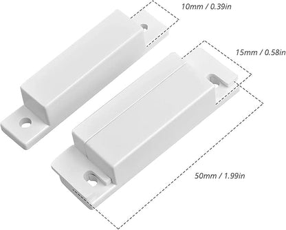 TOWODE Wired Magnetic Surface-Mounted Door Window Contact Reed Switch Personal Gap Alarm, Cabinet Strip Light Switch NC DIY Kit, Normally Closed Magnetic Reed Switch Pack of 10 with 40 Screws