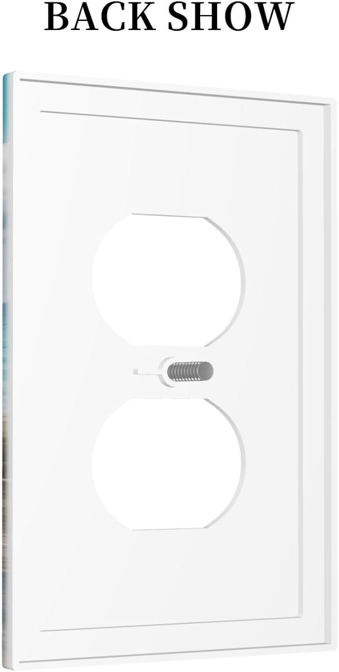 Decorative Outlet Covers Coastal Beach Ocean Seaside View 1 Gang Duplex Light Switch Cover Plate Unique Wall Plates for Electrical Outlets Switch Plate Covers for Bedroom Home Decor