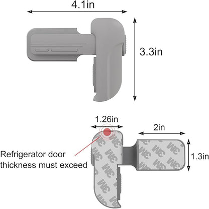 2 Pack Child Safety Refrigerator/Fridge/Freezer Door Lock, One Handed Operation & with Always Open Function, No Tools Need or Drill (Grey)