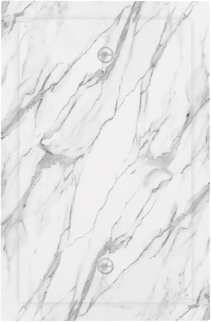 Decorative Light Switch Cover Plate Modern Grey Marble Texture 1 Gang No Device Single Blank Outlet Covers Wall Plates for Electrical Outlets Faceplate for Bedroom Kitchen Home Decor