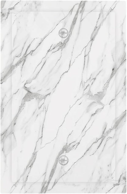 Decorative Light Switch Cover Plate Modern Grey Marble Texture 1 Gang No Device Single Blank Outlet Covers Wall Plates for Electrical Outlets Faceplate for Bedroom Kitchen Home Decor