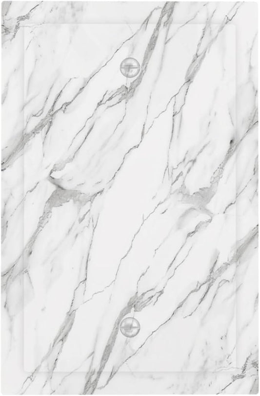 Decorative Light Switch Cover Plate Modern Grey Marble Texture 1 Gang No Device Single Blank Outlet Covers Wall Plates for Electrical Outlets Faceplate for Bedroom Kitchen Home Decor