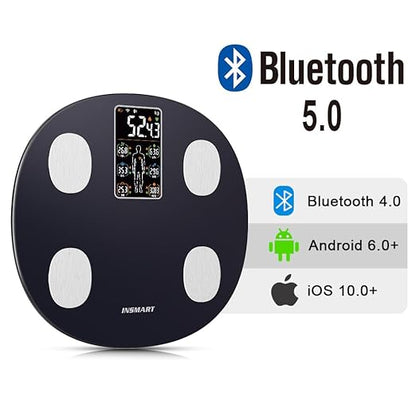 INSMART Smart Scale for Body Weight, All-in-one LCD Display Bathroom Weight Scales Body Fat Scale,Bluetooth Digital Smart Weighing Scale with Heart Rate,Heart Index & Body Composition Analyzer,396 lbs