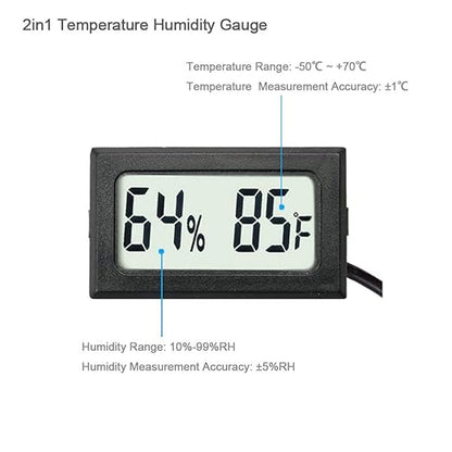 4-Pack Mini Digital Hygrometer Thermometer Gauge with Probe LCD Display Temperature Fahrenheit Humidity Meter for Incubator Reptile Plant Terrarium Sealed Containers Guitar Case