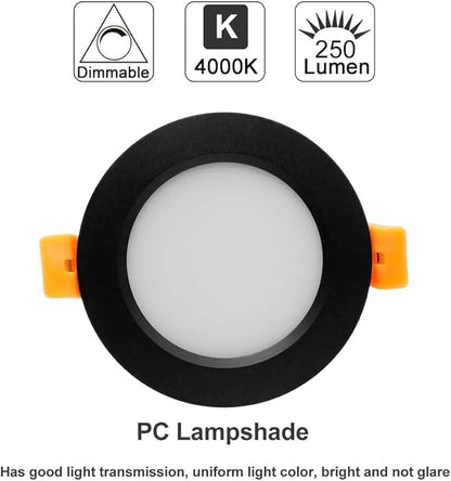 YGS-Tech 2 Inch LED Recessed Lighting, Dimmable Downlight 3W(35W Halogen Equivalent), CRI80, 4000K Natural White Ceiling Light with LED Driver (16 Pack)