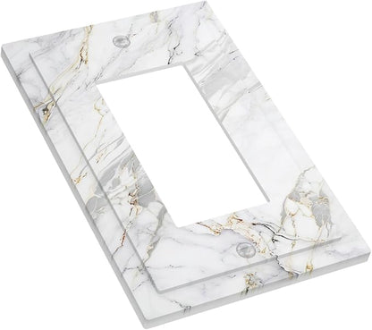 Decorative Outlet Covers Gray Gold Marble Abstract Modern Luxury 1 Gang Single Rocker Light Switch Cover Plate GFCI Wall Plates Electrical Switch Plate Cover for Bedroom Home Decor
