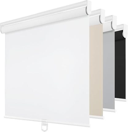 ChrisDowa Cordless Blackout Roller Shades for Windows, Thermal Insulated UV Protection Pull Down Shades, Total Blackout Window Blinds for Home, Office, Bedroom, Door (46" W x 72" H, White)