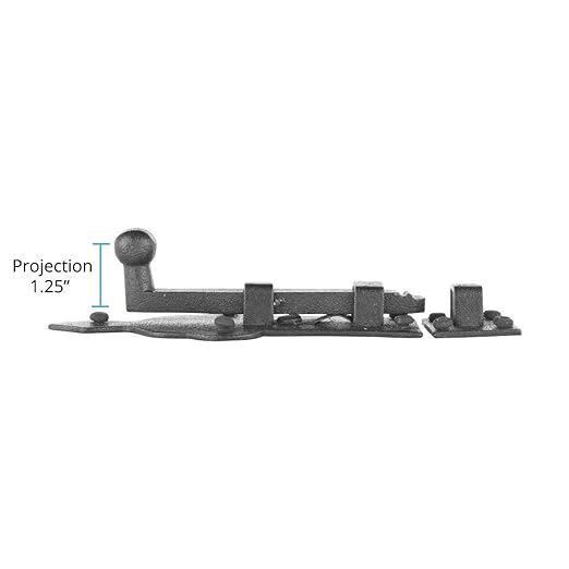 Renovators Supply Manufacturing Slide Bolt Latch 3 3/4 in. Black Wrought Iron Ball Tip Style Slide Bolt with Mounting Hardware