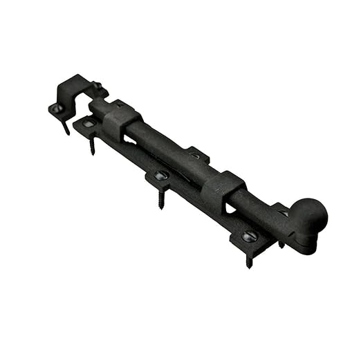 Renovators Supply Manufacturing Slide Bolt Latch 8 3/4 in. Black Wrought Iron Ball Tip Style Slide Bolt with Mounting Hardware Pack of 3