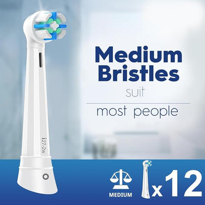12 Pack Smart Cleaning IO Replacement Heads Compatible with Oral B iO 2 3 4 5 6 7 8 9 10 Series Electric Toothbrush, Brush Heads Compatible with Oral B iO Electric Handles, White
